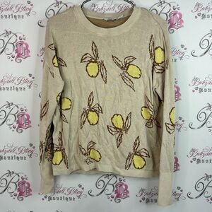 Ricki’s sweater pull over knit knitted Lemon Print Beige Sweater